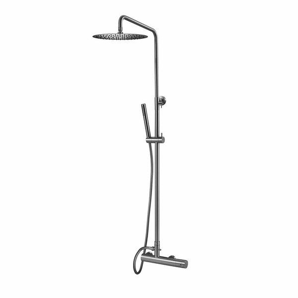 Qisani Flow Thermostatische Opbouw Regendoucheset Geborsteld Rvs 25609.02