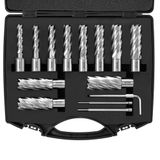 VEVOR Wortelfrees, 11 stuks, ringfrees, Weldon bevestigingen, diameter 11-27 mm, boordiepte 50,8 mm, van snelstaal, HSS accessoires voor boormachine, magnetisch, boren, metaal