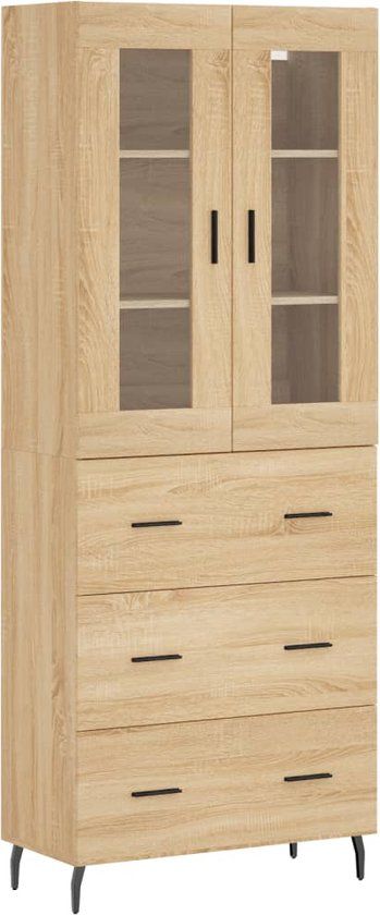 vidaXL Hoge kast 69,5x34x180 cm bewerkt hout sonoma eikenkleurig
