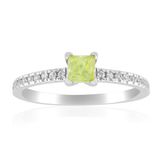 Cavill - Elegante Zilveren Ring 925 Sterling Platina - Princess Sfeen 0,276 ct uit Madagaskar - V-prong Zetting met Zirkonia - Tijdloze Damesring