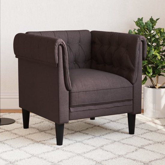 vidaXL Fauteuil Chesterfield Donkerbruin Stof
