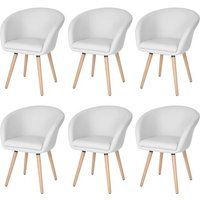 Générique Malmö Set van 6 eetkamerstoelen Malmö T633, stoel keuken, retro jaren 50 design ~ kunstleer, wit