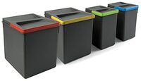Emuca - Recyclingcontainers voor keukenlade - 2x15L, 2x7L - Antraciet grijs