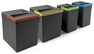 Emuca - Recyclingcontainers voor keukenlade - 2x15L, 2x7L - Antraciet grijs