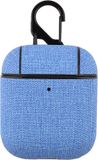 By Qubix AirPods 1/2 hoesje - Hard Case - Lichtblauw - Linnen patroon