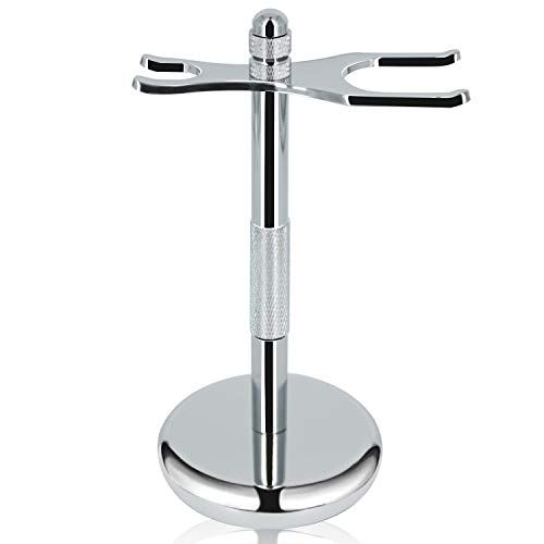 GRUTTI Deluxe Chrome Shaving Stand met kom Rechte scheerstandaard - zilver