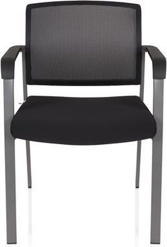 HJH OFFICE Vergaderstoel - Met Armleuning - Zwart - Stof - 45 cm zithoogte