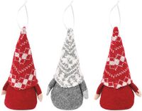 vidaXL Zittende kerstkabouterset 3 st Rood en Grijs 10 x 18 cm