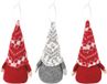 vidaXL Zittende kerstkabouterset 3 st Rood en Grijs 10 x 18 cm