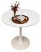 Table à manger en cuir de vachette, 70 cm, aspect marbre, noir, avec support central