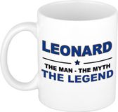 Bellatio Decorations naam cadeau mok - Leonard - man myth legend - koffiemok - 300 ml - collega - vaderdag