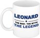Bellatio Decorations naam cadeau mok - Leonard - man myth legend - koffiemok - 300 ml - collega - vaderdag