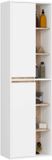 AKORD Furniture Factory Hangende Badkamerkast Kolomkast VAMI W50 met 2 Deuren en 10 Planken / Wit – Sonoma Eik / 50x170x30 cm