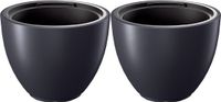 Prosperplast Plantenpot/bloempot Sevilla - 2x - buiten/binnen - kunststof - antraciet - D30 x H23 cm - met binnenpot