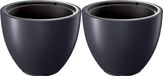Prosperplast Plantenpot/bloempot Sevilla - 2x - buiten/binnen - kunststof - antraciet - D30 x H23 cm - met binnenpot