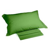 Caleffi katoen, eenkleurig, beddengoed, groen, Frans bed.