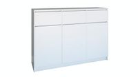 Oggi Lugo 3D3S witte commode, 3 laden, modern design, slaapkamermeubel, hoogglans, ruimtebesparend, inrichtingskast