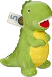 Relaxdays spaarpot dino, met dop, keramiek, kind, groen