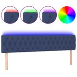 vidaXL Hoofdbord LED 200x7x78/88 cm Stof Blauw