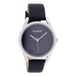 OOZOO Timepieces - Zilverkleurige horloge met donker blauwe leren band - JR293