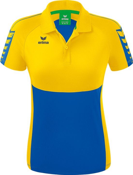 Erima Six Wings Polo Dames - New Royal / Geel - Maat 38