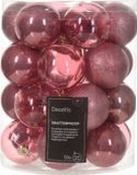 Decoris Kerstballen - 50 stuks - 6 cm - Kunststof - Oudroze