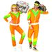 Finidi W WIDMANN MILANO Party Fashion - Kostuumpak, jaren 80-outfit, joggingpak, badknoop-outfit, carnavalskostuums, oranje, XL