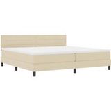 Maison Exclusive - Lit boxspring avec bandes lumineuses LED, couleur crème, 200 x 200 cm, tissu