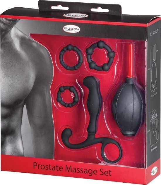 Malestion - Prostaat Massage Set - Zwart - Siliconen - Anale Dildo