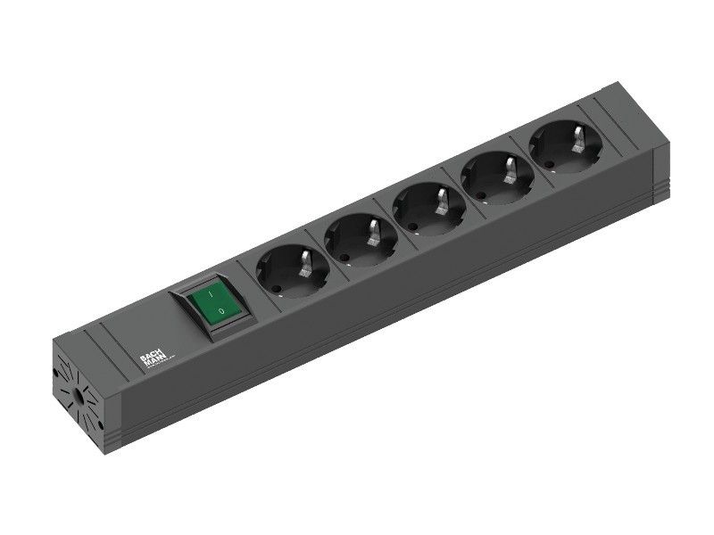 Bachmann 420.0013 Stekkerdoos - Zwart - 2m Kabel - Met Aan/Uit Schakelaar