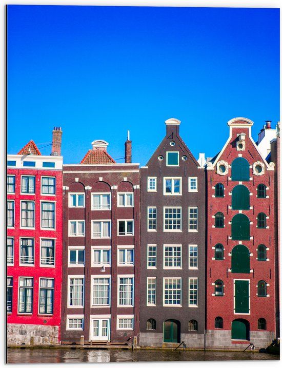 Merkloos / Sans marque Dibond Amsterdamse Grachtenpanden - Foto op Aluminium - 60x80 cm