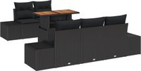 vidaXL Tuinbank Set 6-delig Zwart Polyrattan