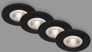 Briloner - Set van 4 Inbouwspots Plafond, Dimbaar, LED Inbouwlampen Ultra Vlak, Inbouwspots Badkamer, Inbouwspots Badkamer IP44, Mat Zwart, 90x25 mm (DxH)