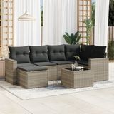 Maison Exclusive - Ensemble de jardin pour extérieur, 7 pièces, avec coussins, en polyrotin gris clair
