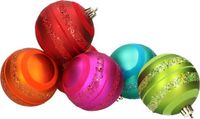 Inge goods Boules de Noël - 6x pièces - colorées avec paillettes - plastique - 8 cm
