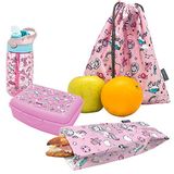 Nerthus FIH 996 Set drinkfles Tritan + lunchbox + sandwichzak + rugzak eenhoorn