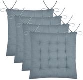 Stof Textile Stoelkussen Coline - 4x - IJsblauw - 38 x 38 x 4 cm