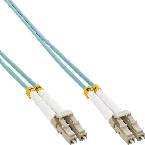 InLine LC-Duplex Fiber Optic Patch Cable - OM3 - 10m - Turquoise
