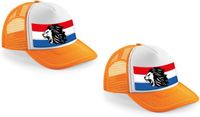 Bellatio Decorations 2x stuks oranje snapback cap/ truckers pet Holland leeuw dames en heren - Koningsdag/ EK/ WK caps