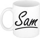 Bellatio Decorations Sam Naam koffiemok - beker - met sierlijke letters - wit