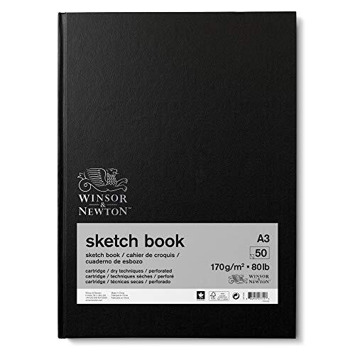 Winsor & Newton 6673008 Schetsboek met 50 vellen schetspapier, 170 g/m², hardcover gebonden met ruglijm, microgeperforeerde vellen - A3