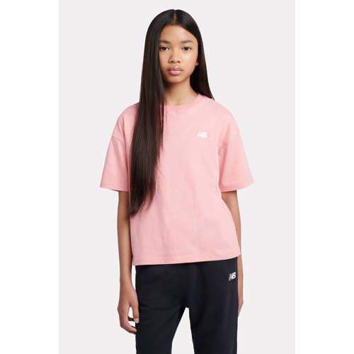 New Balance T-shirt lichtroze Meisjes Katoen Ronde hals Effen - maat 164