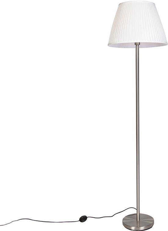 QAZQA Simplo - Vloerlamp - Staal - Wit - E27