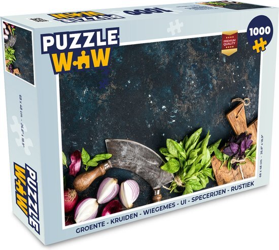 MuchoWow Puzzel Groente - Kruiden - Wiegemes - Ui - Specerijen - Rustiek - Legpuzzel - Puzzel 1000 stukjes volwassenen - Sinterklaas cadeautjes - Sinterklaas voor grote kinderen