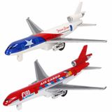 Goki Speelgoed Vliegtuigjes - 2x stuks - 19 cm - rood en blauw - kinderen - pull back motor