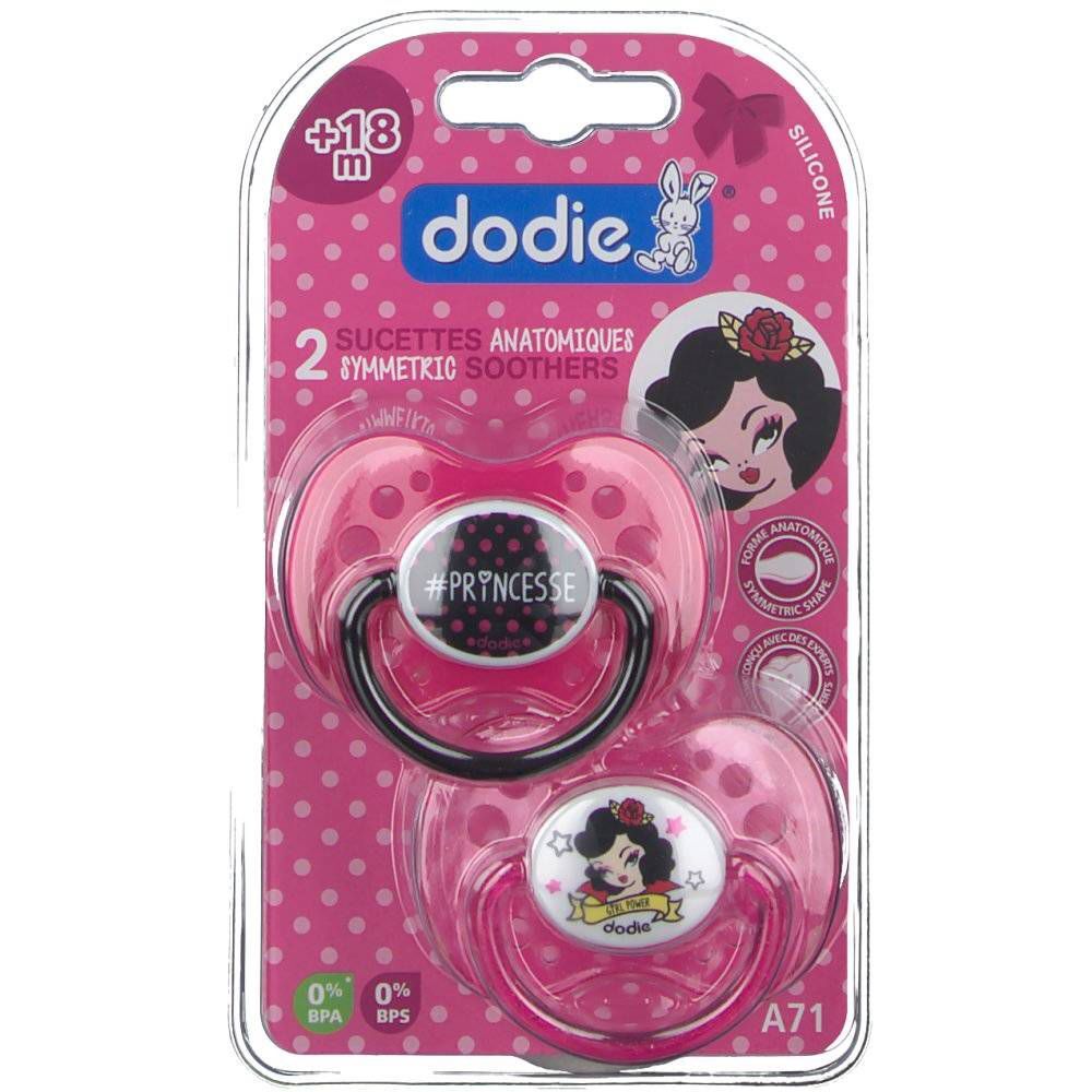 dodie Dodie Sucette Anatomique + 18 Mois, Sucette Anatomique Avec Anneau, Téterelle Silicone, Dé stuk