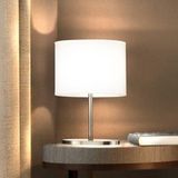 Fischer & Honsel Tafellamp Modena | nikkel mat | stoffen kap wit Chintz| L: 20 cm, B: 10 cm, H: 27 cm | met snoerschakelaar | 1x E14 max. 25 W zonder lamp