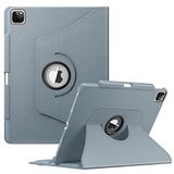 Fintie Hoes voor iPad Pro 12,9 inch 6e generatie 2022/iPad Pro 12.9 2021/2020/2018 met penhouder - beschermhoes cover met 360 graden draaibare standaard en automatische slaap-/waakfunctie, blauwgrijs