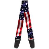 Buckle-Down Gitaarband Amerikaanse vlag levendig close-up 2 inch breed