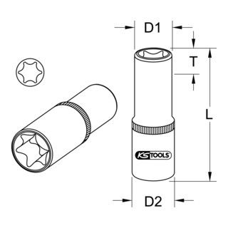 KS Tools 1/2" TX-E inbus - 78mm - E20 - 1 piece
